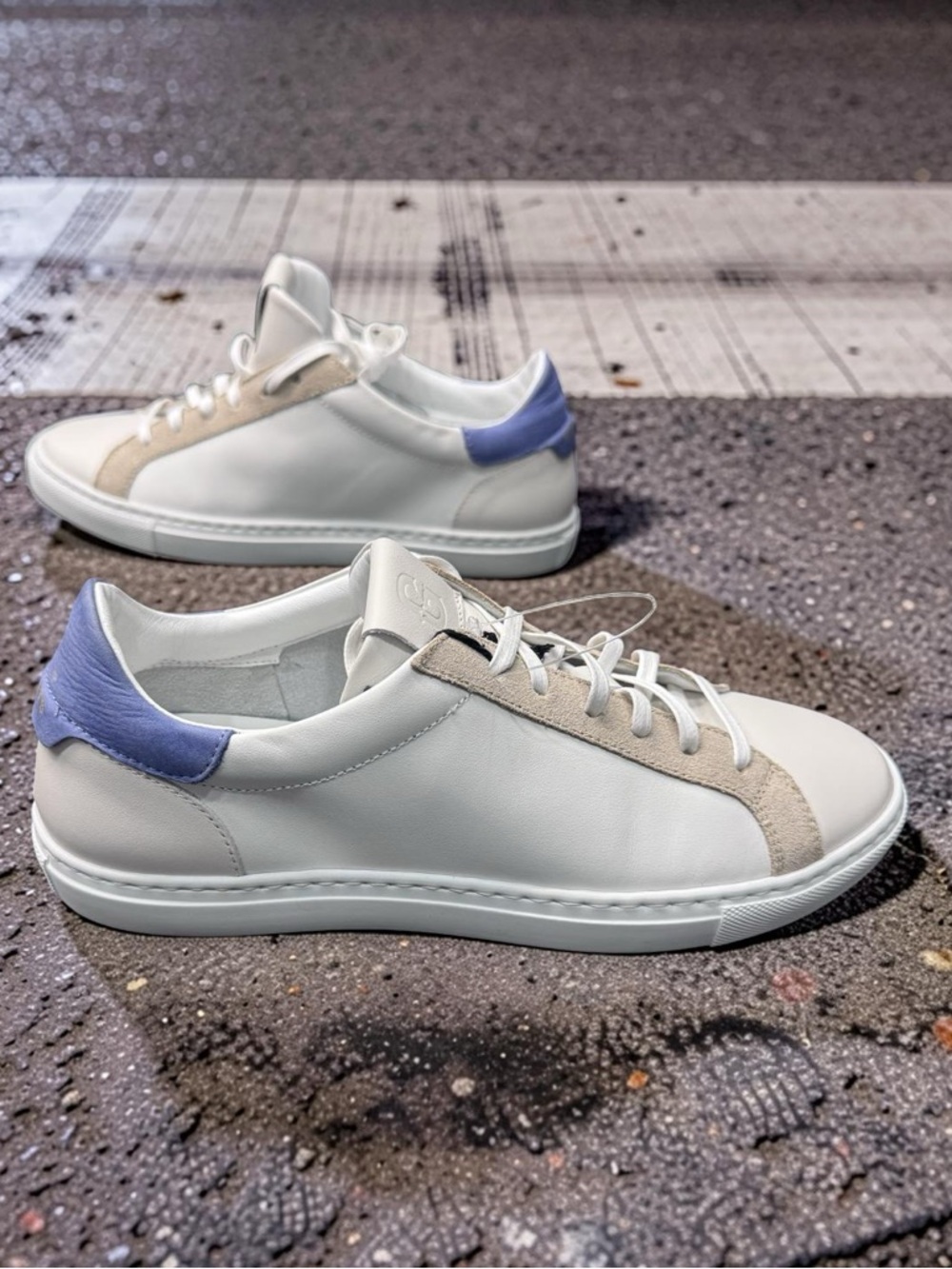 GREATS Brooklyn Womens 8.5 White Leather Lavender Sneakers NWT Made Italy
